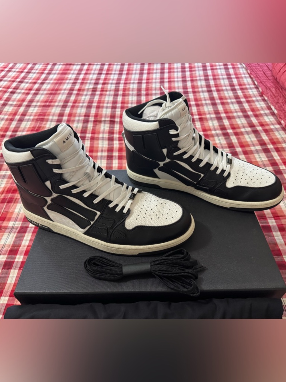 AMIRI Black and White High-Top Leather Sneakers - Picture 4 of 7